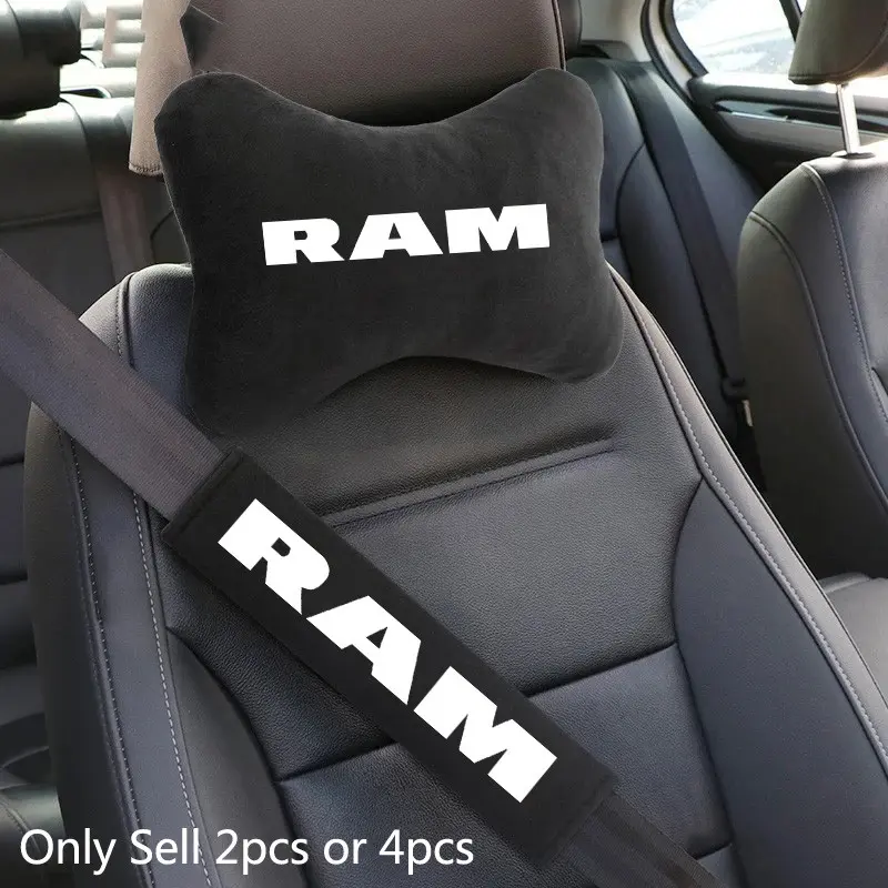 Car Seat Headrest Rest Neck Pillow Cushion Seat Belt Shoulder Pad For Dodge Ram 2500 1500 3500 2021 2020 2019 2018 2017 2016 2015 Automotive Interior Accessories