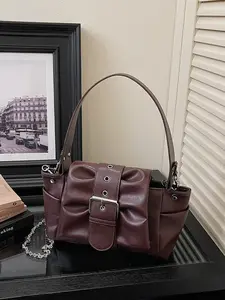 Women's Fashion Minimalist Casual Vintage Pleated Design Perfect for Daily Commuting, Shopping, Dates, and Gifts Essential Women's Shoulder Bag Purse with Chain Strap - Versatile and Stylish