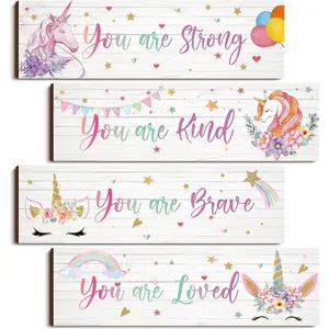 Unicorn Rainbow Girls Room Wall Decor Unicorn Rainbow Motivational Wall Art Inspirational Art Room Decor Bedroom Decor for Girls Bedroom Nursery Decorations Lovely Style