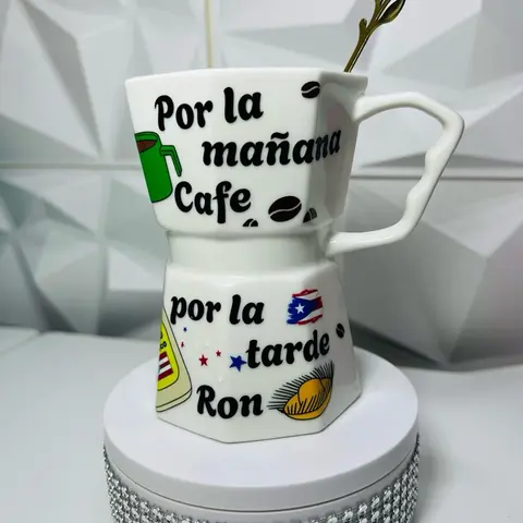 Personalized Coffee Mug with Design Por La Mañana Cafe Puerto Rican Style Unique Drinkware