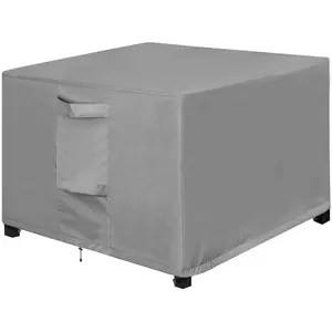 Outdoor  Patio Ottoman Covers - Square UV-Proof Patio Side Table Cover Windproof Heavy-Duty Furniture Covering Protector 25L x 25W x 17H Inch, Grey