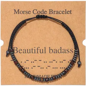 Adjustable String Morse Code Bracelets, Inspirational Gifts for Women Men and Friends