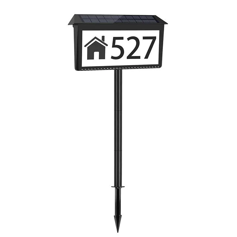 Solar Powered Address Sign, LED Solar Waterproof Number Light, Driveway Marker, Glow-in-the-Dark House Number Illuminated Plaque for Home Yard Garage