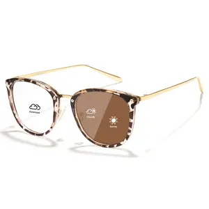 Cyxus Fashionable Photochromic Tortoiseshell Square Frame Anti-Blue Light Glasses - Full Rim, Lightweight Durable TAC TR90 Metal Frame, Nose-Friendly Unisex Small Face Fit, Office Work Gaming Daily Eyewear Blocking Harmful Rays -8169-b