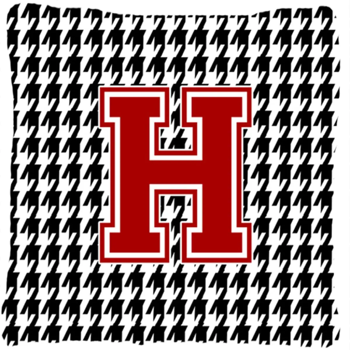 Houndstooth Checked Polyester Decorative Pillow with Monogram Initial H - 14x14 in, Fade Resistant, Machine Washable, Stain Resistant (Standard Pillow), Houndstooth Checked Standard Pillows