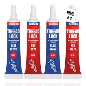10ML x 4 Pack Thread Lock Medium & Strong Strength For Nuts, Bolts, and Metals, Threadlocker Lock Tight & Seal Fasteners with Stable and Consistent Performance (Red & Blue)