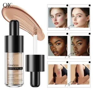 QIC Small Bottle Concealer Liquid Covers Facial Spots, Acne Marks, Scars, Dark Circles, Modifies Skin Tone, Waterproof Concealer
