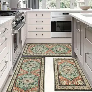 Boho Style Kitchen Mat, Boho Runner Rug, Bohemian Area Rug, 3 Counts/set Colorful Geometric Pattern Kitchen Rug, Non-slip Kitchen Carpet, Decorative Floor Mat for Home Kitchen Living Room, Kitchen Rugs Sets