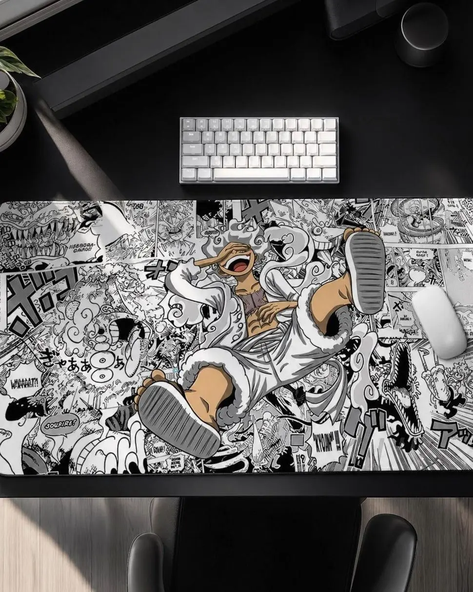 One Piece Luffy Gear 5 Mouse Pad Nika Anime Desk Mat Manga Mousepad Gaming Desk Setup Large Keyboard Pad Gamer Gift
