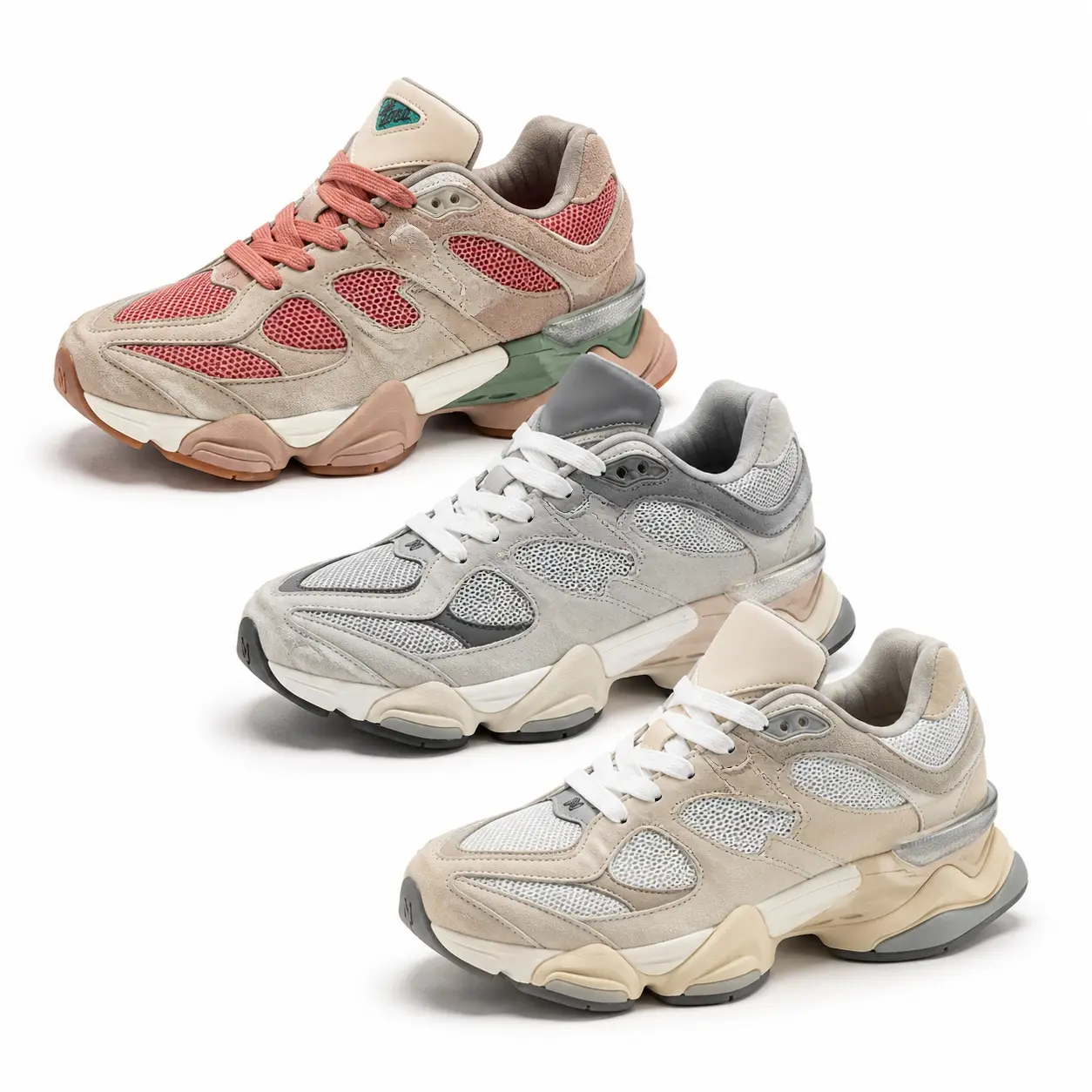 Unisex Vintage Runner Sneakers - Retro Chunky, Breathable Mesh Casual Wear Shoes with Layered Upper Suede-Look Panels and Sculpted Comfort Sole for Walking