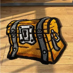 Modern Creative Vintage Treasure Chest Print Carpet, Foldable Plush Rug for Living Room Bedroom, Easy Care Large Area Mat, Soft Rug