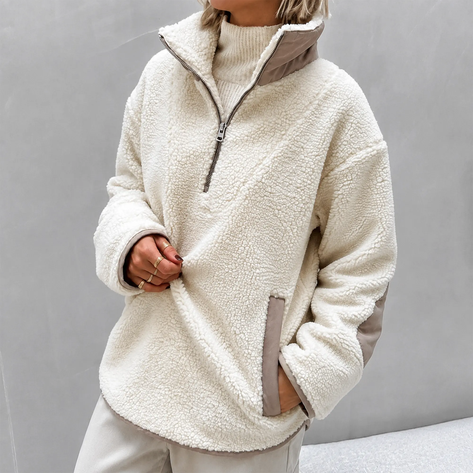 Women’s Fleece Pullover Soft Sherpa Fleece Casual American Style Daily Commute Outdoor Indoor