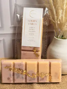 Golden Vanilla Wax Melt Bar - Beeswax Blend - Warm Vanilla Scent - 24 Months Shelf Life - Easy to Use Wax Melt Bar for Tranquil Atmosphere