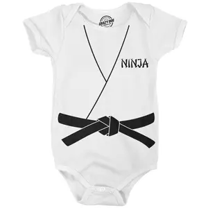 Creeper Ninja Baby Bodysuit Funny Karate Costume Jumper Funny Baby Onesies Halloween Clothes for Baby Funny Ninja Onesie Novelty Onesie White