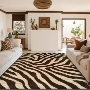 Velvet Soft Zebra Print Rug, Animal Print Rug, Classic Vintage Pattern, Home Decor Carpet, Living Room Large Mat, Sofa Cushion, Bedroom Bedside Blanket, Leopard Print Rug