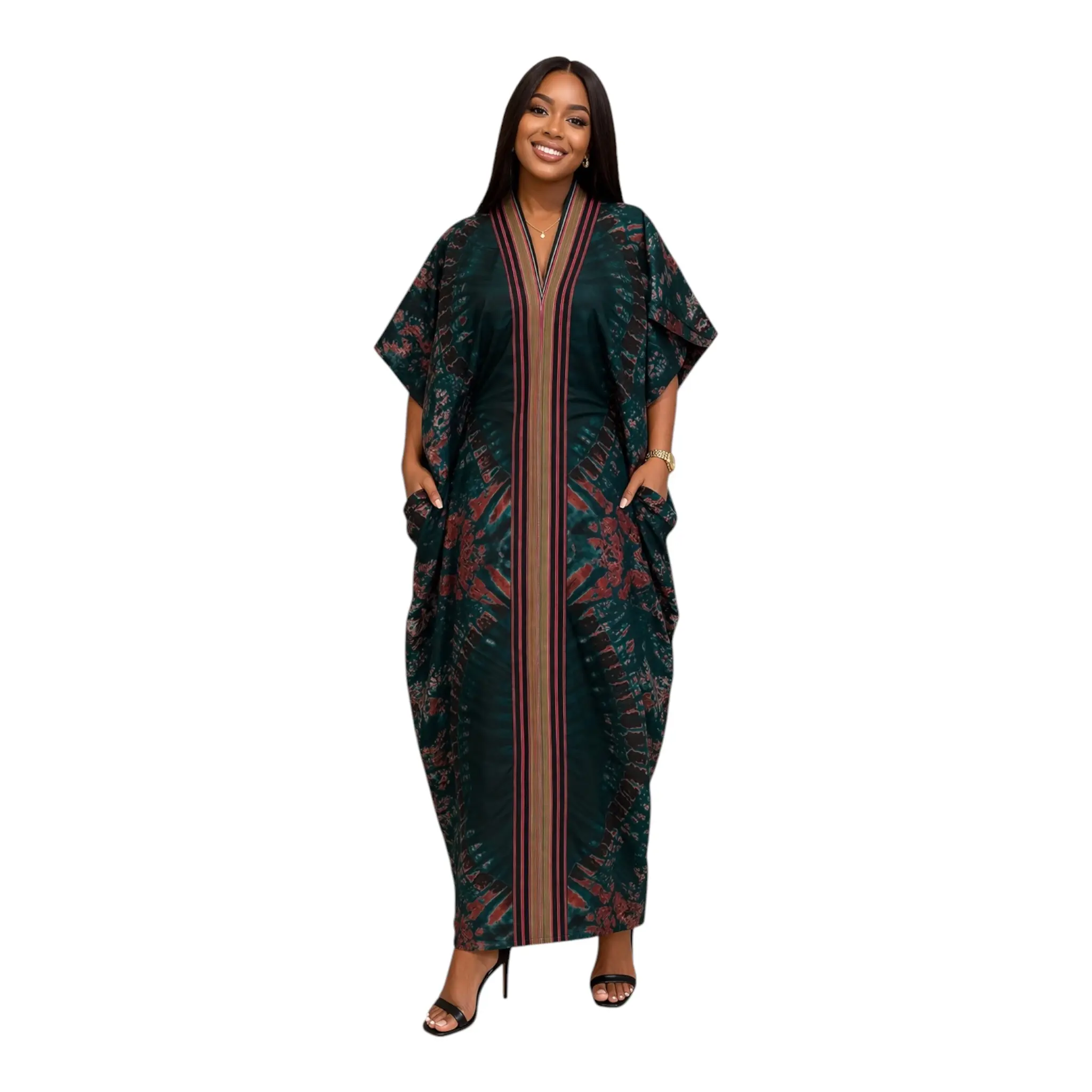 Green, Brown and Brown Adire Print