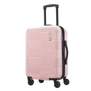 American Tourister NXT Checkered Hardside Carry On Spinner Suitcase - Pink: Luggage, ABS Shell