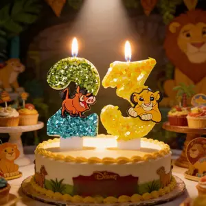 Lion King Candle Number 0-9 Baby Simba Birthday Cake Candle Decoration Lion King Birthday Party Cake Topper Baby Shower Decor Gift