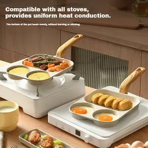 Upgrade 3-IN-1 Breakfast Pan TikTok Viral Egg Bacon Burger Maker Non-Stick 3 Hole Skillet Omelette Pancake Burger Patty Cooker Easy Clean Kitchen Gadget for Gas & Induction Stove