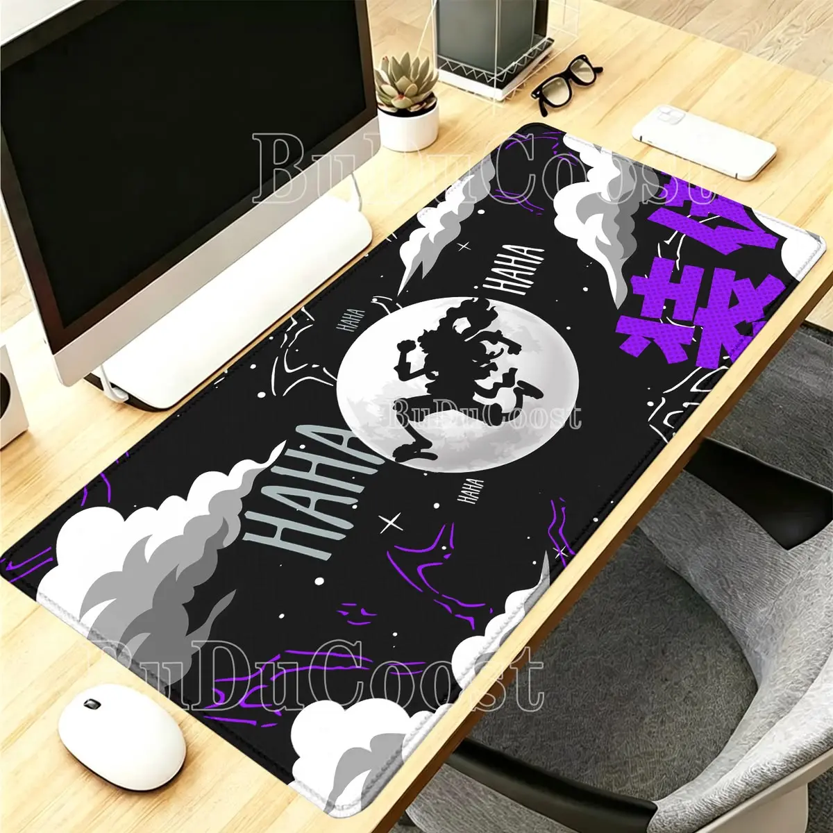 Dark Gothic Mouse Pad, Spooky Halloween Desk Mat, DragonBallS Purple Skull Gaming Pad, Aesthetic Desk Decor