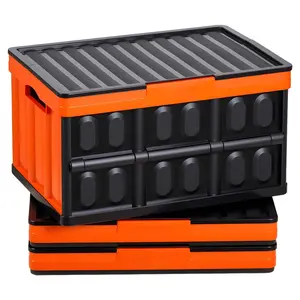 Plastic Collapsible Storage Bins With Lids, 45L Capacity, 3-Pack Stackable Folding Crates With Handles, Each Bin Holds Up To 44 Lbs, Heavy-Duty Durable Containers, Space-Saving Baskets For Home Organization And Garage
