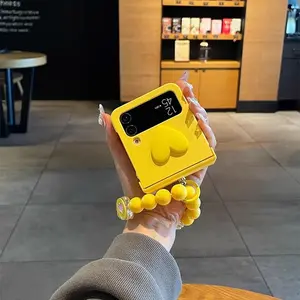 Cute Heart & Beads Design Protective Phone Case, Creative Phone Protector Cover, Phone Accessories Compatible with Flip 6 5 4 3, Casing