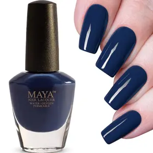 MAYA Midnight Blues Breathable Nail Polish 11.8ml - Halal Vegan Water Permeable Formula Full Opacity Creamy Finish Flawless Cutics