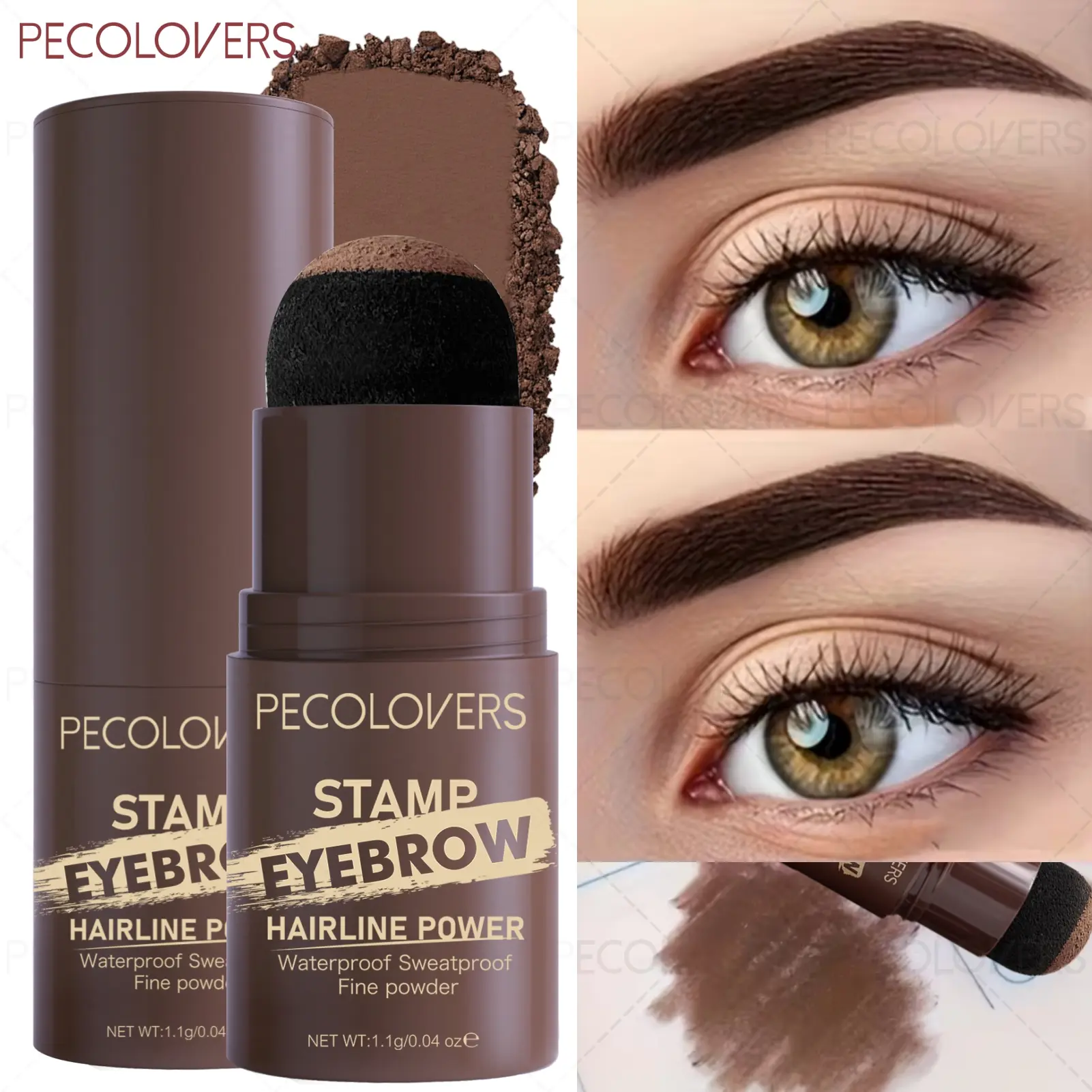 High Pigmented Long-Lasting Eyebrow Powder, Hairline Filling Powder, Eyebrow Contour Shadow Stick, for All Skin Types, Daily Makeup