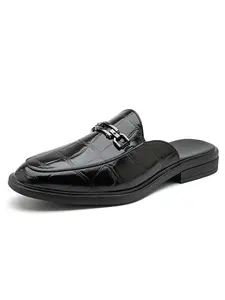 Men's Crocodile Pattern Metal Buckle Mules, Summer New Arrival, Soft Sole Anti-Slip Sandals, Sizes 39-46, Casual Outdoor Shoes