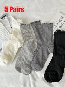 Women's Hollow Out Mesh Breathable Socks, Casual Fitted Design, Spring Summer Thin Loose Fit, Random Color Pairing, All Seasons Wear