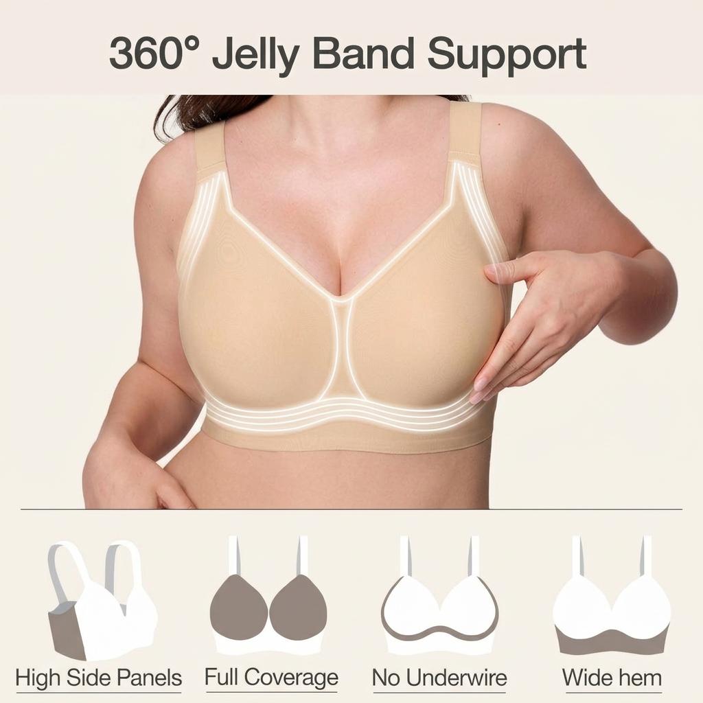 Women Jelly Bras  Wirefree Bras Full Coverage  Everyday Bras Comfortable Wireless Padded Tshirt Bra for All-Day Fit