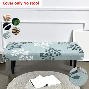 Multicolor Elastic Bench Cover for Restaurant and Office, Plaid Floral Leaf Print, Easy Stretch Washable, Protects Piano Seat