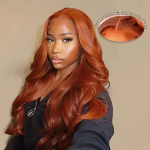 【Today Only】Alipearl Hair Copper Color Pre Cut Ready to Go Glueless Wig Body Wave Pre Plucked 5x7 Lace Closure Wig 13x4 Lace Frontal Wig Valentine Musts