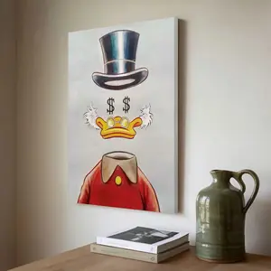 Donald Duck  Money Themed Creative Animal Design Poster, Wooden Framed Artistic Canvas Painting Set, Modern Art Wall Art for Home Living Room Bedroom Decor, Ornaments, Art Wall Decoration Decorative Artwork