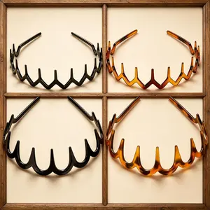 Wavy Comb Zig Zag Headbands, Casual Daily Wear Hair Accessories, Anti-slip Teeth Design Slicked Back Hair Bands 4Pcs for Women