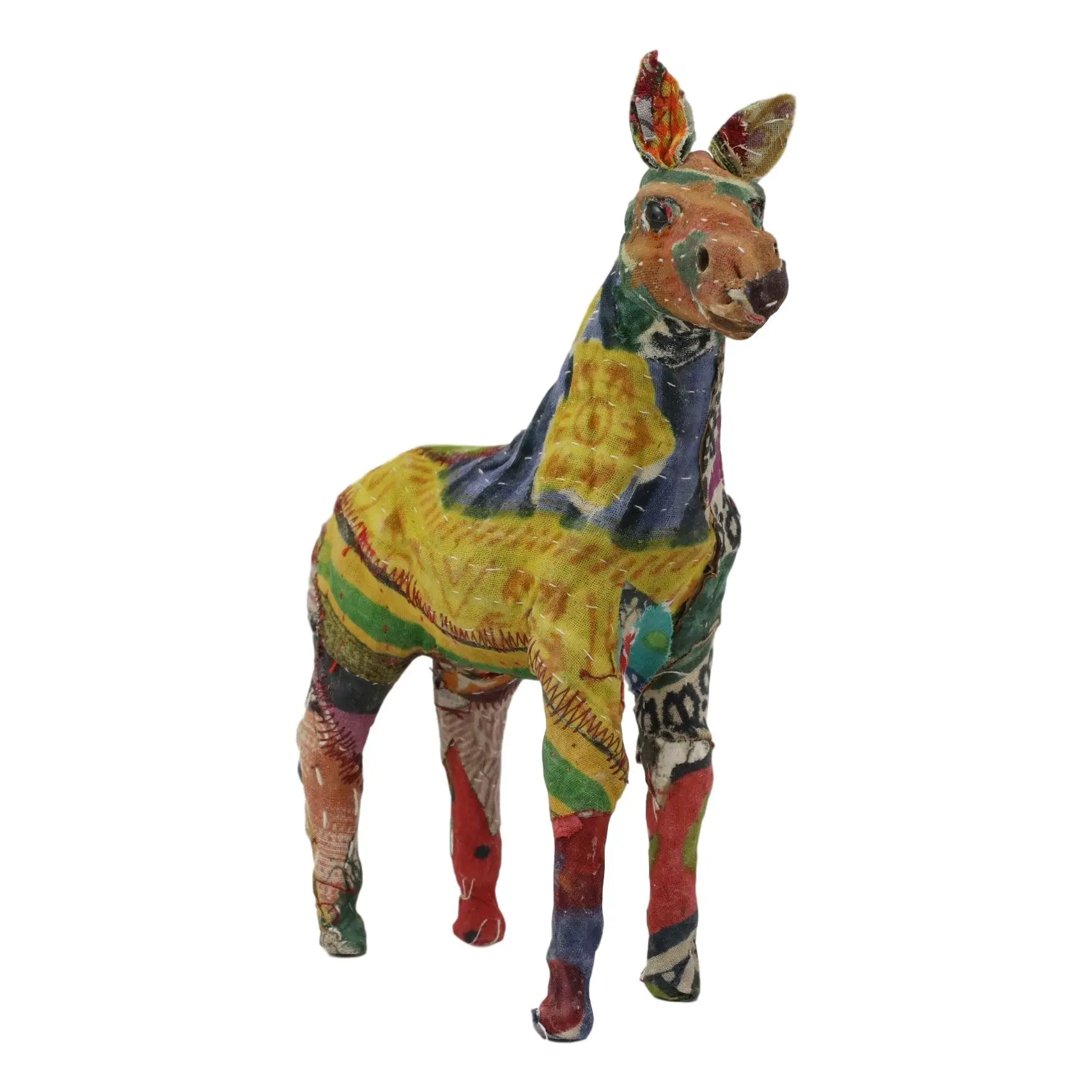 Exotic Safari Zebra Horse Paper Mache Figurine, Hand-Crafted with Colorful Sari Fabric, Decorative Animal Statue for Room, Home Decor Figurines & Miniatures