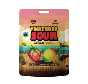 Final Boss Sour Candy | Level 2, Strawberry & Mango, 1 Pack – Made with Real Dried Fruit, No Artificial Colors, No Artificial Fruit Flavors, Low Calorie Snack for Kids, Teens, Adults, Lunch Boxes