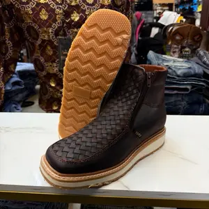 Home Town Men’s  Leather Ankle Boots with Zipper Closure and Durable Sole for Everyday Wear Footwear Shoe Walking Shoes