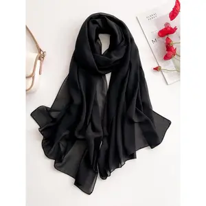 Women's Solid Color Scarf, Fashionable Breathable Lightweight Shawl for All Seasons, Casual Chic Versatile Wrap Scarf for Women & Girls