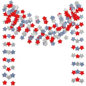6 Pack Patriotic Star Streamers Garland Red White Blue Bunting Banner Paper Hanging Decorations for 4th of July American Independence Day Labor Day Holiday Memorial Day Party Supplies (50 Feet)