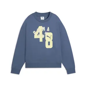 PUMA Womens Essentials Double Crew Neck Sweatshirt Casual - Blue