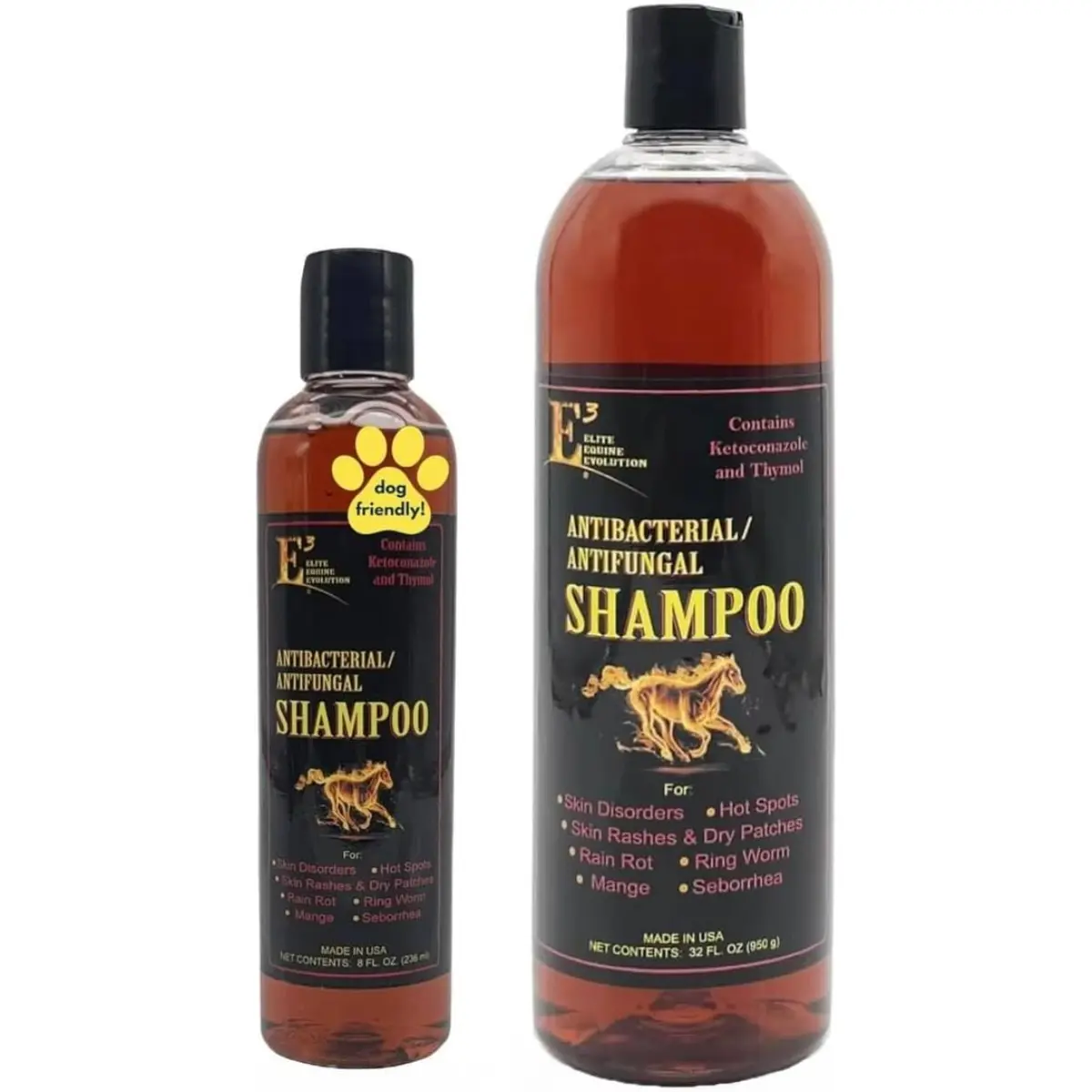 E3 Elite Equine Evolution Grooming Bundle - Deep Cleansing Shampoo & Conditioner for Horses and Dogs, 32 oz and 8 oz Combo Pack