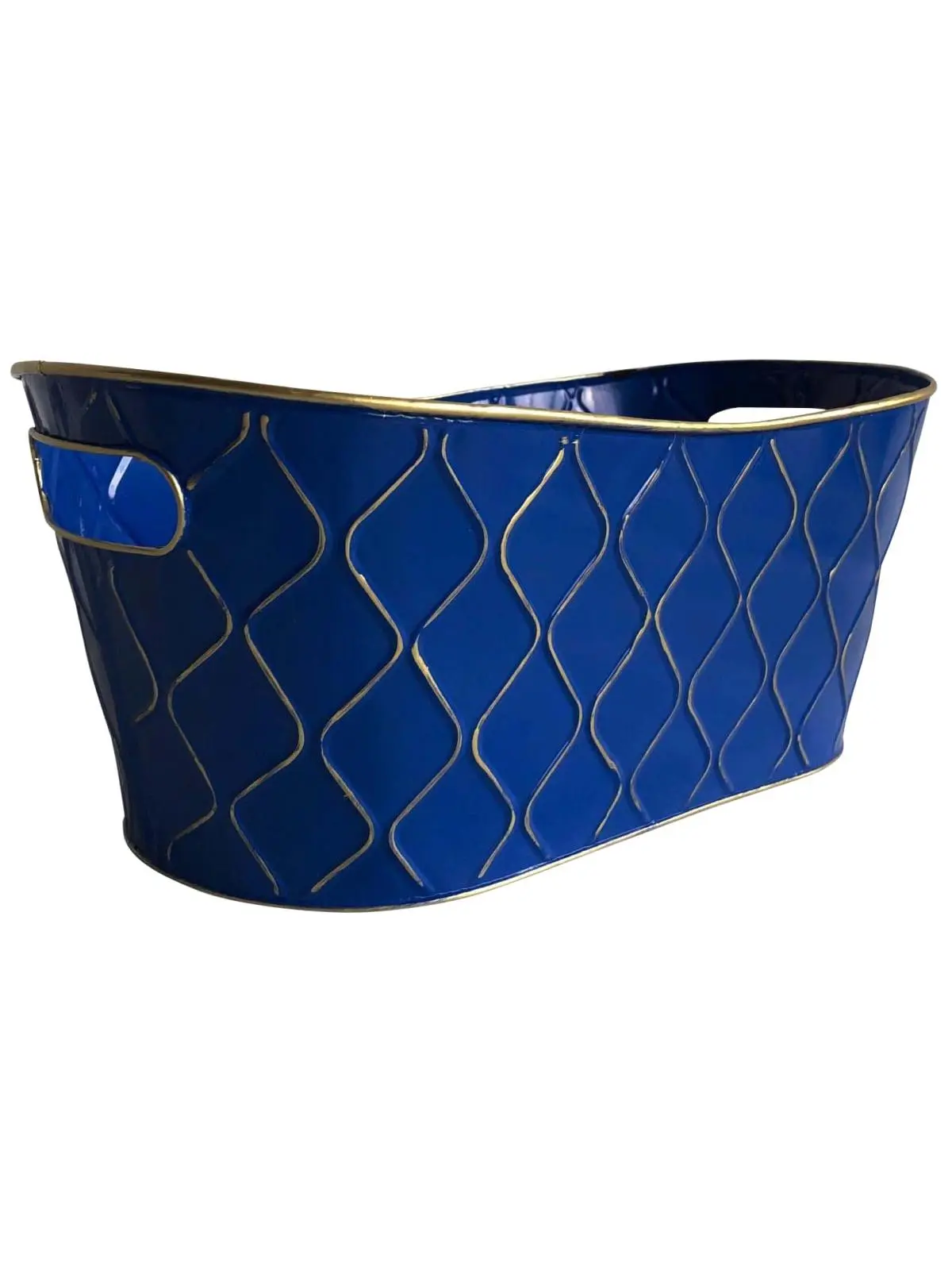 Wald Imports 2354-D6 13 in. Royal Blue Metal Planter