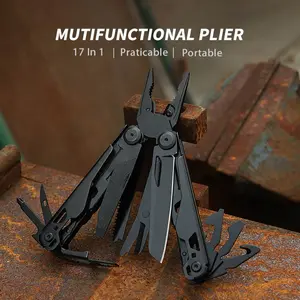 17-in-1 Multifunctional Pliers Multi-Tool, Portable EDC Folding Pliers with Pocket Clip, Folding Knife Saw Scissors for Camping Home Repair Outdoor Everyday Carry