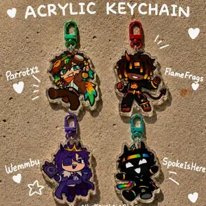Unstable Universe Quartet Acrylic Keychain | ParrotX2, FlameFrags, SpokeIsHere, Wemmbu  Minecraft SMP Gamer Gift