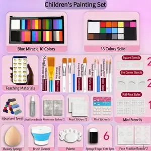 10 Grid Kids Face Paint, Non-Toxic Body Paint, Safe Kids Makeup, Party Face Paint, Water-Soluble Face Paint