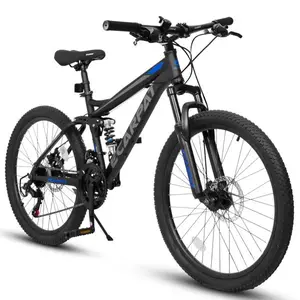27.5 Inch Full Suspension Mountain Bike, Front And Rear Dual Shock Absorbers, Mechanical Disc Brakes, 21-Speed, Suitable For Men And Women, Ideal For Travel And Fitness Enthusiasts
