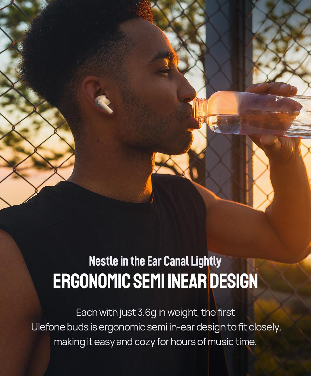 Ulefone Wireless Headphones Earbuds, in Ear Microphone, Bluetooth 5.1, Type-C Charging, Touch Control, LED Display, for iPhone/Android/iOS, Black&White