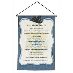 212 MAIN Classic Polyester Jacquard Weave Rectangular Policeman Prayer Text Print Tapestry Wall Hanging, Traditional Hangable Home Bedroom Decoration Item, Vertical 17x25 in Home Decor, Spot-Clean Compatible