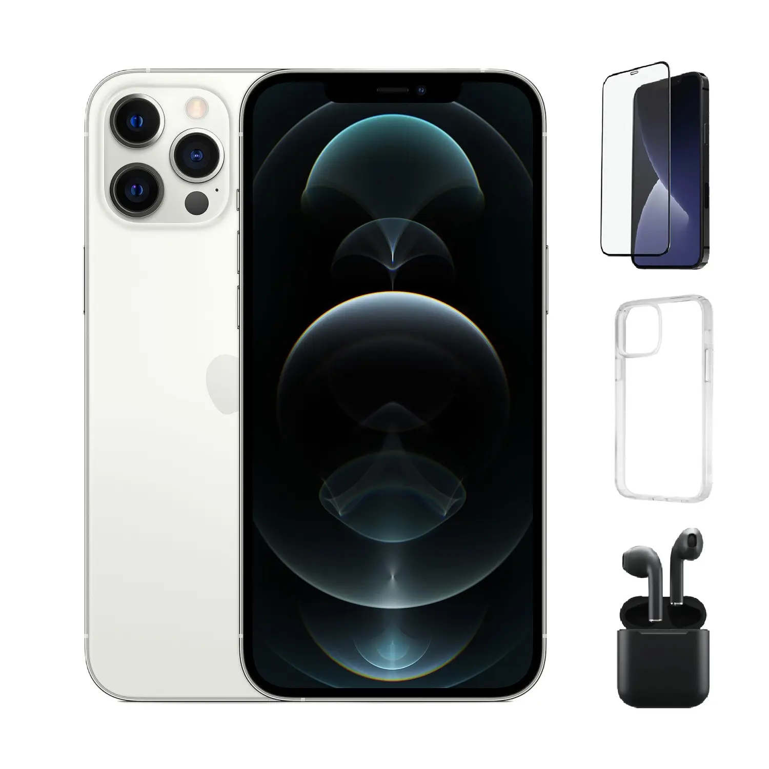 Refurbished iPhone 12 Pro Max (Unlocked)-Excellent Condition with Case, Wireless Earbuds,Tempered Glass Screen Protector & 1 Year Warranty